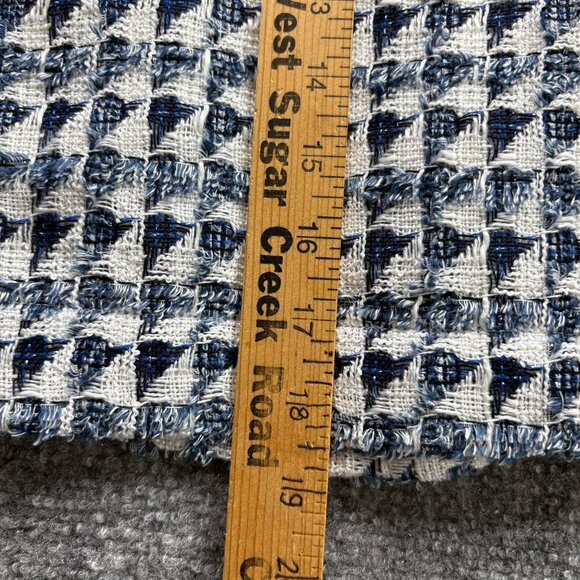 Loft Skirt Womens 12 Houndstooth Mini Blue White Pockets‎ Tweed Preppy Career - Picture 10 of 13